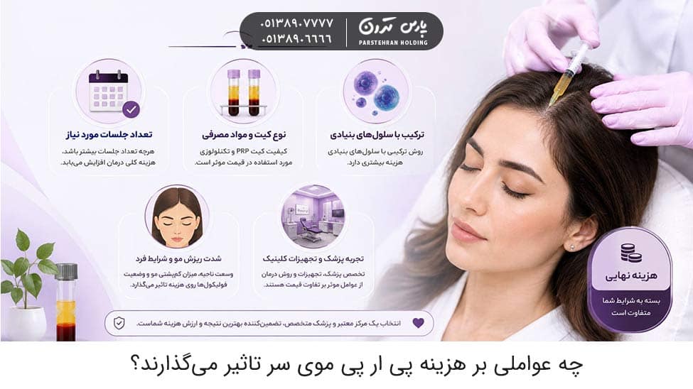 What factors affect the cost of hair PRP 2 چه عواملی بر هزینه پی ار پی موی سر تاثیر میگذارند؟